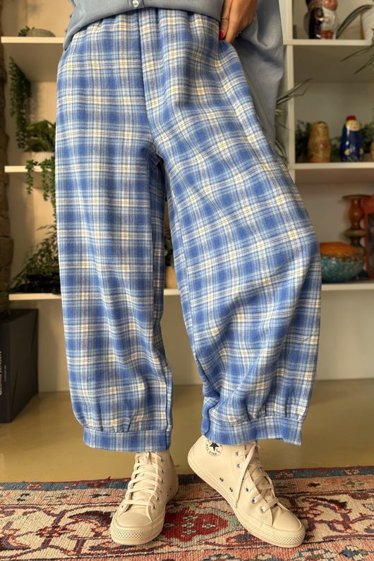 Patrick Plaid Brushed Cotton Demi Bloom Pant Soft Cobalt